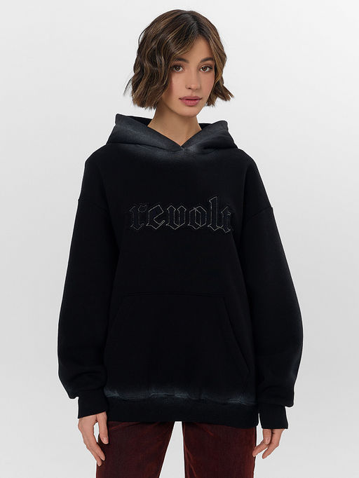 Худи женское черное с начесом и надписью Revolt