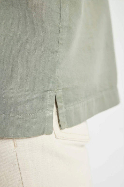 Хлопковая рубашка с короткими рукавами и воротником-поло Relax Fit - Defacto фото 6