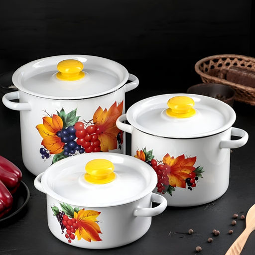 ЭМ_Набор кастрюль цил. 3 пр СМОРОДИНА 5л,3л,5,5л арт. №16В23 СибТ