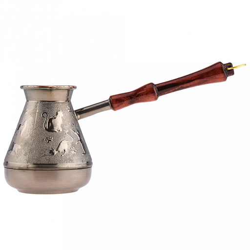 Турка медная 540мл "Кошки", д10см, h11,7см, s0,8мм, деревянная ручка (Россия)