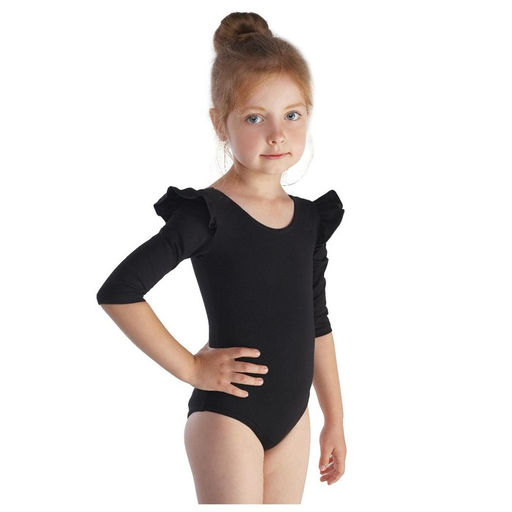 Купальник гимнастический Grace Dance, крылышко, с рукавом 3/4, р. 34, цвет чёрный  фото 3
