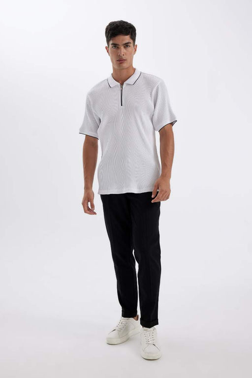 Slim Fit Fermuarl? K?sa Kollu Polo Tisort - Defacto фото 5