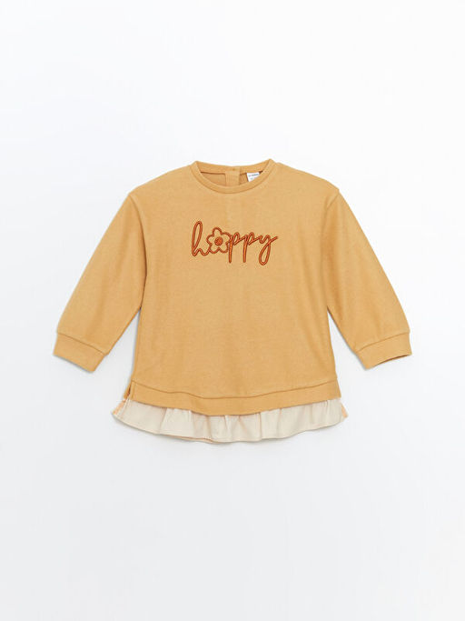 Bisiklet Yaka Uzun Kollu Bask?l? K?z Bebek Sweatshirt ve Tayt 2li - Waikiki фото 2