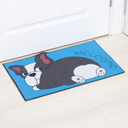 Коврик влаговпитывающий придверный «Доляна. Бульдог», без окантовки, 38×57 см, синий