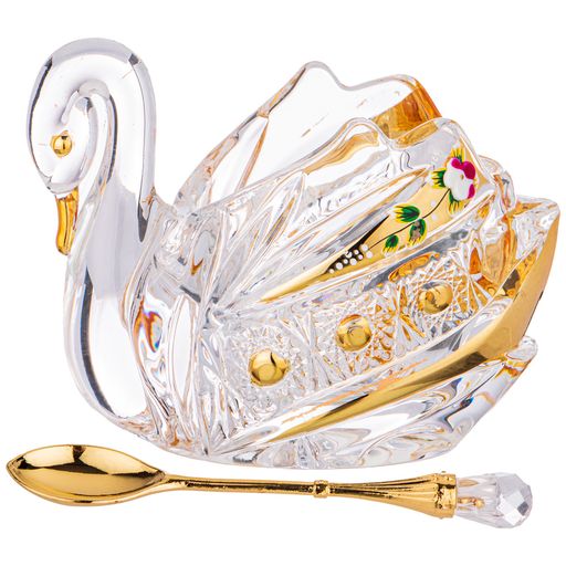 Икорница Lefard Gold Glass Лебедь с ложкой 11×7×8.5 см  фото 3