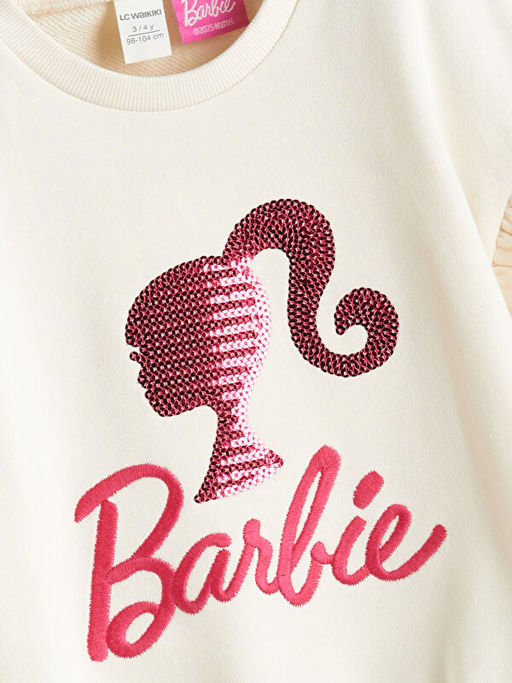 Bisiklet Yaka Barbie Nak??l? K?z ?ocuk Sweatshirt