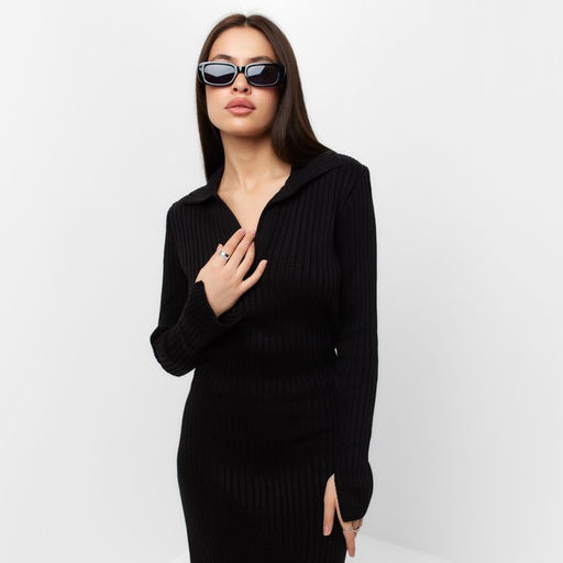 Платье женское миди MIST Knitwear, чёрное, размер 46
