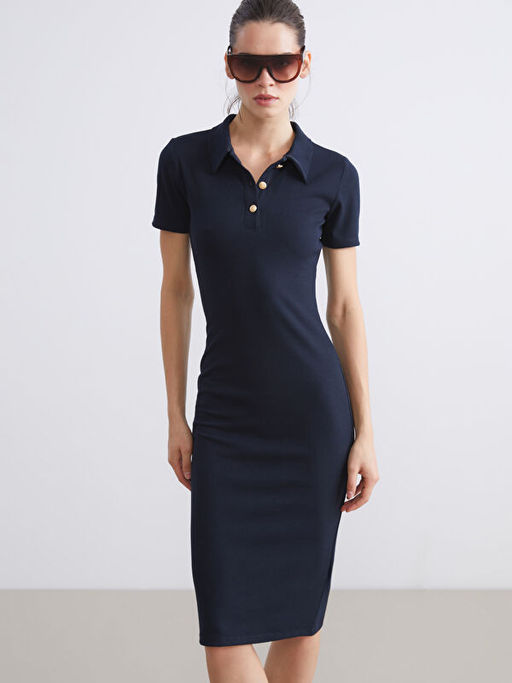 Polo Yaka Fitilli Elbise