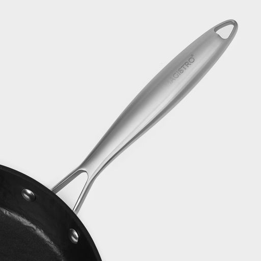 Сковорода Magistro Rock Stone, d=28 см, h=5 см, кованый алюминий, антипригарное покрытие, индукция, чёрная  фото 4