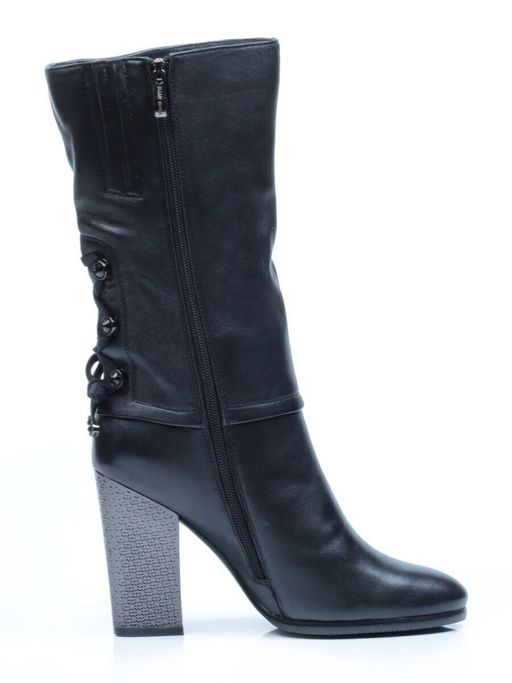 02-YF189-200M BLACK Полусапоги зимние женские (натуральная кожа, натуральный мех (еврозима)) - Фабричный китай фото 8