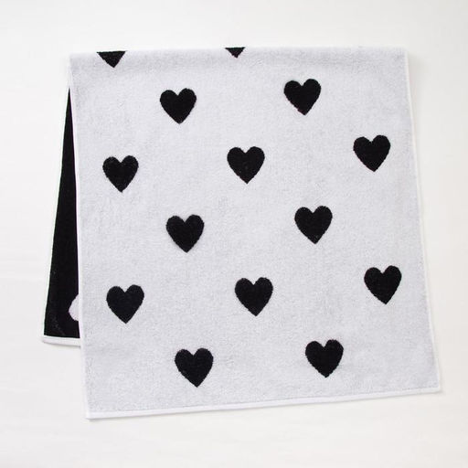 Полотенце махровое Этель ЧБ Сердечки черные, пестроткань, 70х130 см  фото 2