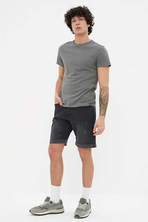 Antrasit Slim Fit T_rm_k Destroylu Denim Kot _ort TMNSS21SR0727 - Trendyolmilla фото 2