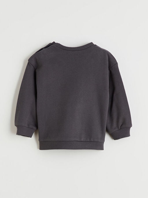 Bisiklet Yaka Bask?l? Erkek Bebek Sweatshirt