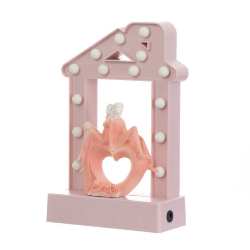 Фигурка светящаяся RISALUX Влюбленные, 14хLED, ночник, 4000 К, USB, 3?АА, розовый, 24.5?7?15.5 см