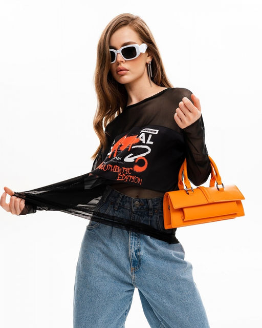 авторский Лонгслив из сетки с принтом - Sahar art lab фото 6