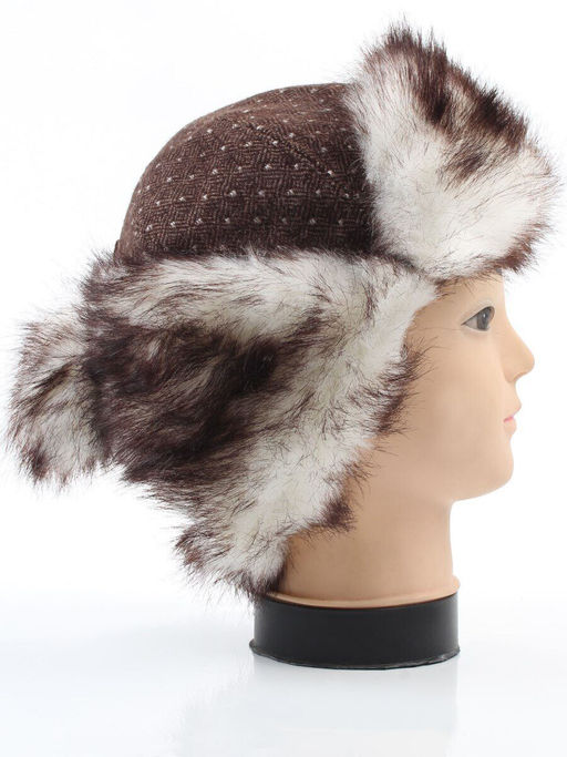 3436 BROWN Шапка-ушанка детская (100% шерсть, искусственный мех)