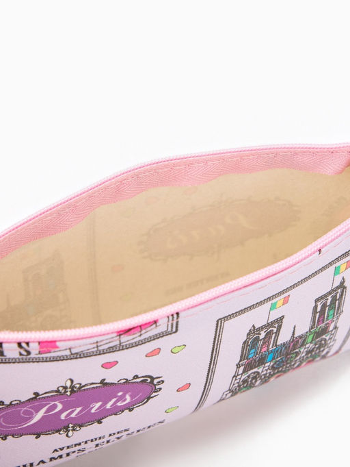 Цена за 2 шт. Косметичка-пенал на молнии, плоская, с рисунком Нотр-Дам, розовая - Simaland фото 3