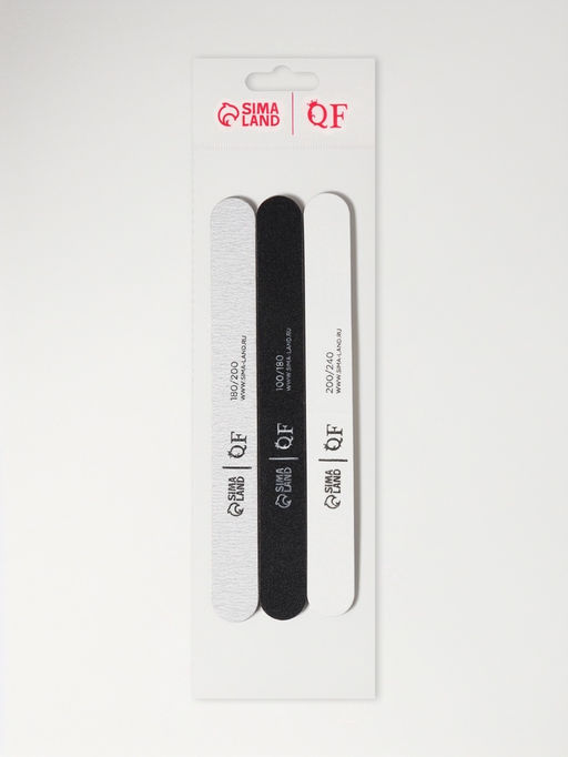 Цена за 2 шт. Набор пилок для ногтей, прямых, 100/180, 180/200, 200/240 грит, 18 см, 3 шт.