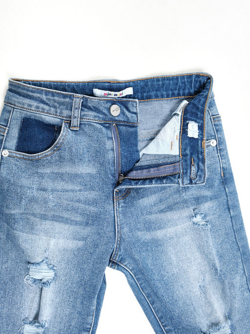 Джинсы синие для девочки 33-1041 синий - Mini maxi фото 3