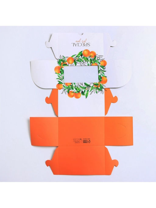 Цена за 5 шт. Кондитерская упаковка коробка двухсторонняя «Апельсины», 16 х 10 х 10 см