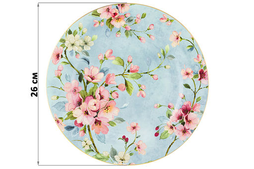 Набор тарелок 2 пр. 26*26*2 см Яблоневый цвет на голубом NEW BONE CHINA - Elan gallery фото 2