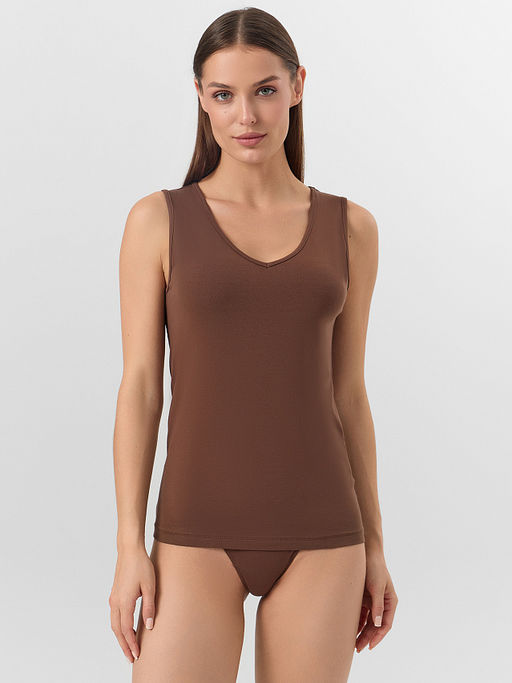 Майка женская бельевая коричневая