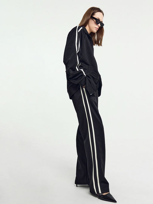 Брюки женские черные со светло-молочными лампасами черный +св.молочный 182498 - Mark formelle фото 10