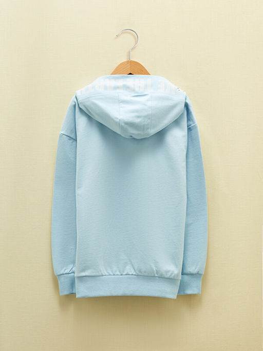 Kap??onlu Bask?l? Uzun Kollu K?z ?ocuk Sweatshirt - Waikiki фото 2
