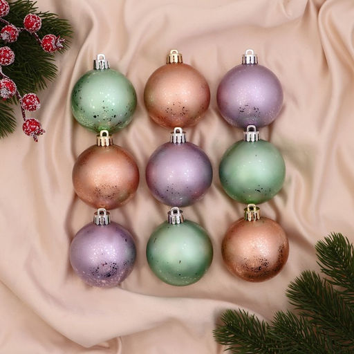 Ёлочные игрушки Элит треск, шары новогодние, d=6 см, набор 9 шт., МИКС