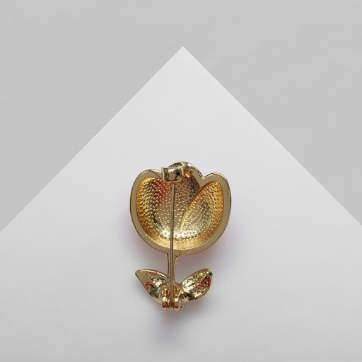 Брошь Цветочек, цвет розово-зелёный в золоте - Queen fair фото 3