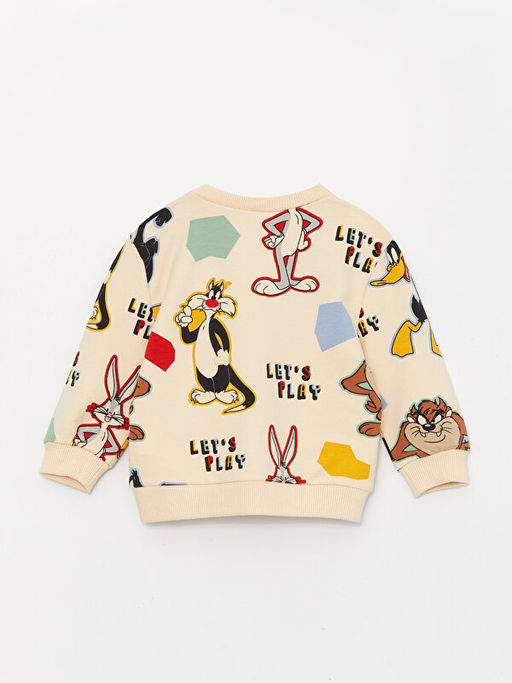 Bisiklet Yaka Looney Tunes Bask?l? Erkek Bebek Sweatshirt ve Pantolon 2li Tak?m - Waikiki фото 3