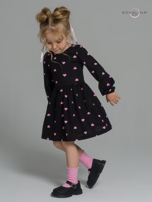 Платье Моана розовые сердечки на черном - Sovalina фото 12