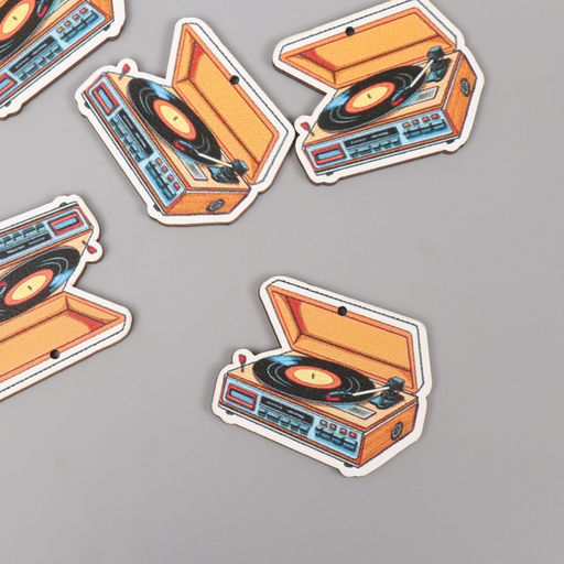 Цена за 10 шт. Декор для творчества дерево «Музыкальный проигрыватель», 3.1×3.8×0.3 см