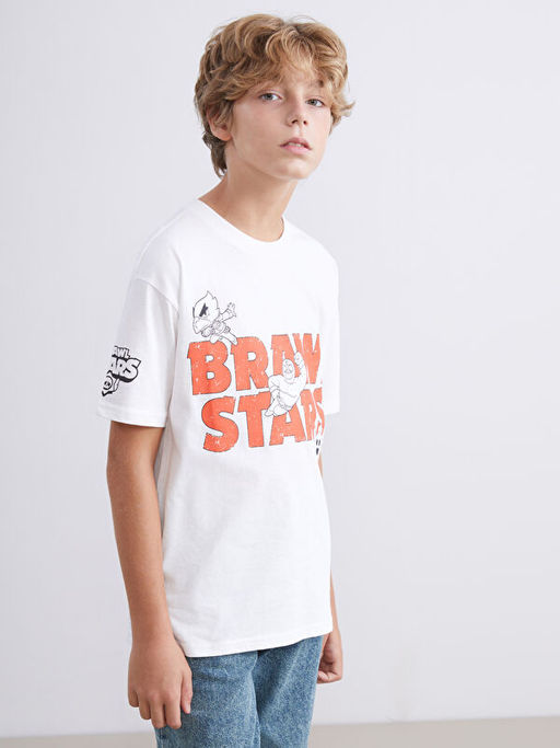 Bisiklet Yaka Brawl Stars Bask?l? Erkek ?ocuk Ti??rt