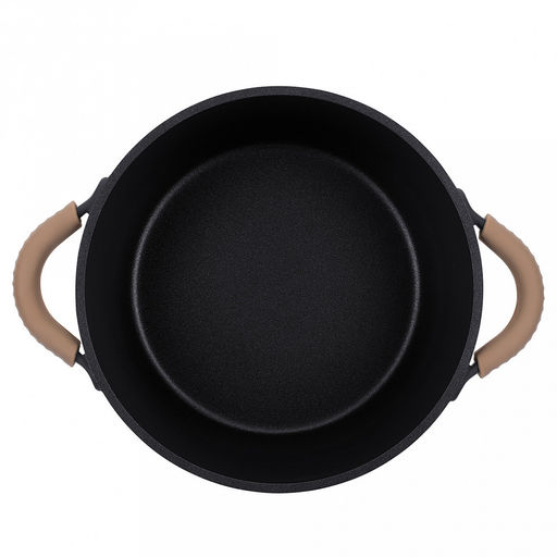 Кастрюля с антипригарным покрытием Fiamma 4,6л, д24см, h18см, s1,6мм, дно s4,5мм, литой алюминий, стеклянная крышка, пароотвод, бакелитовая ручка с покрытием soft-touch, силиконовые съемные ручки-прихватки, капсульное дно, цветная коробка, Regen - Домашняя мода фото 2