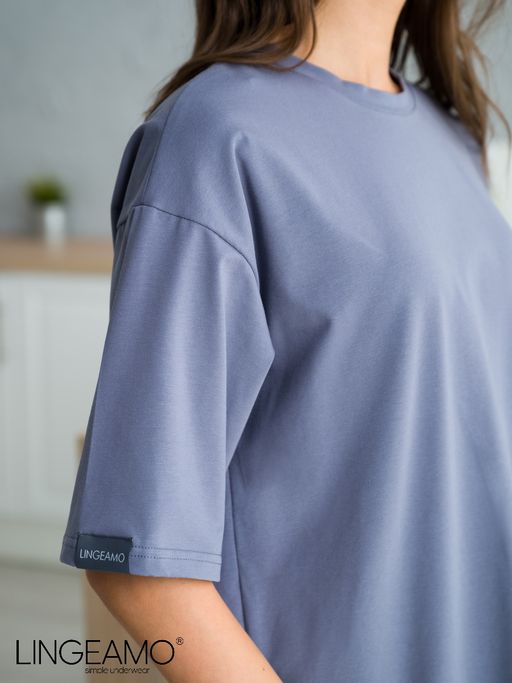 Трикотажная женская футболка оверсайз LINGEAMO серая ВФ-14 (84) фото 7