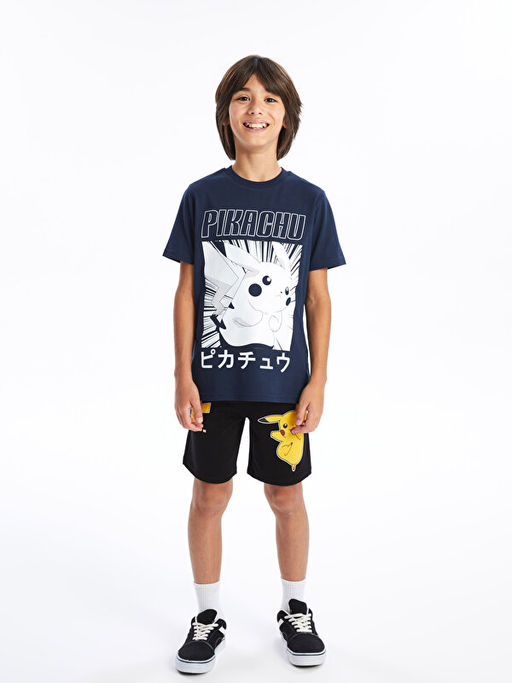 Bisiklet Yaka Pikachu Bask?l? K?sa Kollu Erkek ?ocuk Ti??rt - Waikiki фото 5