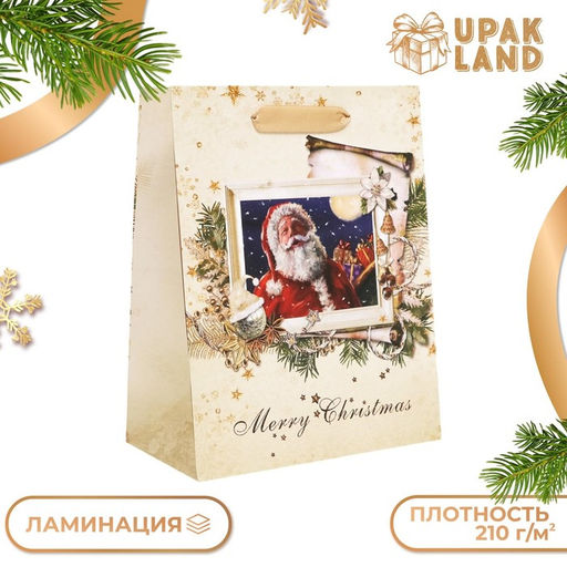 Пакет подарочный новогодний ламинированный Открытка,18?23?10 см