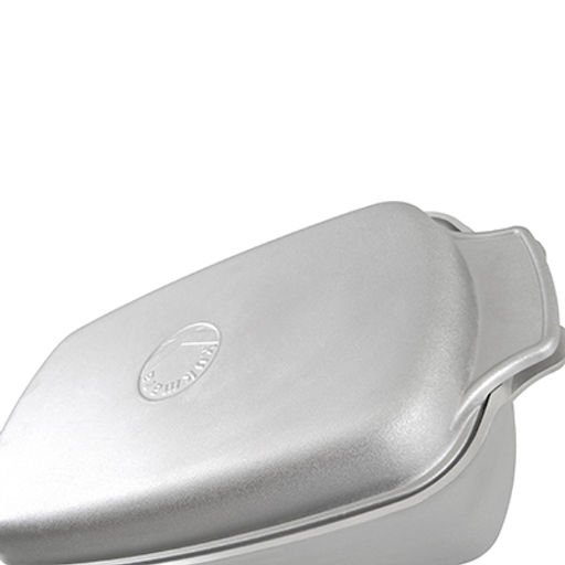 Гусятница алюминиевая 5,5л, 42х25х14,5см, литая, металлическая жаропрочная крышка-противень (Россия)