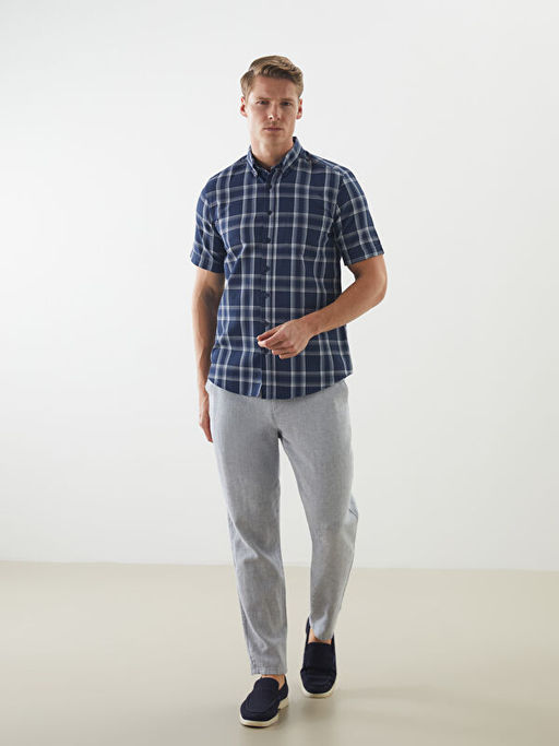 Regular Fit K?sa Kollu Ekose Erkek G?mlek