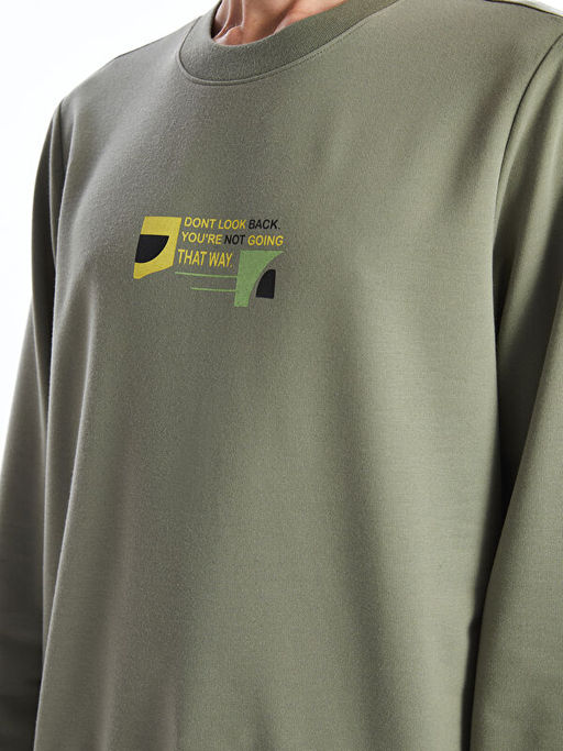 Bisiklet Yaka Uzun Kollu Nak??l? Erkek Sweatshirt