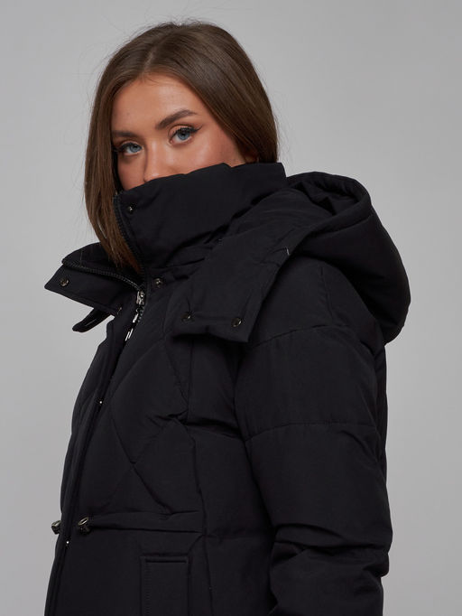 Зимняя женская куртка модная с капюшоном черного цвета 52302Ch - Holdluck фото 15