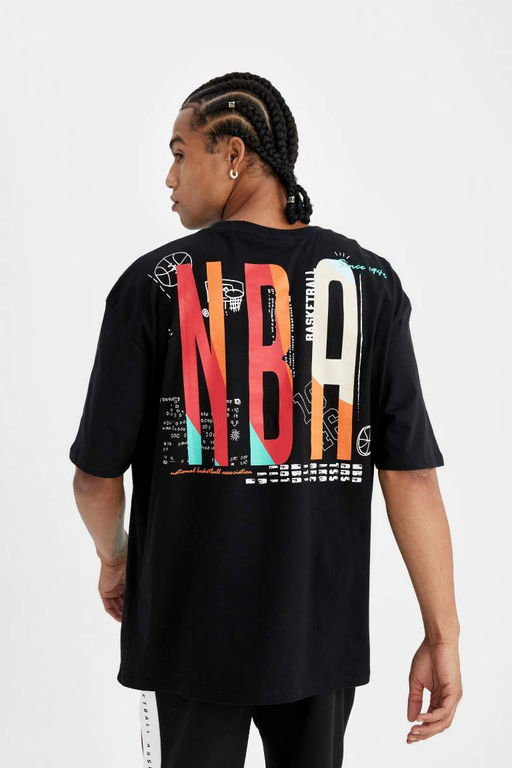 DeFactoFit Футболка Oversize с круглым вырезом и короткими рукавами NBA Wordmark  фото 5