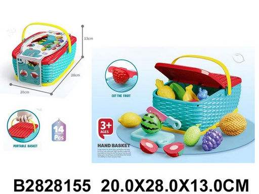 Игровой набор "Продукты" для резки на липучках, в корзине 28*13,5*20см (2828155)