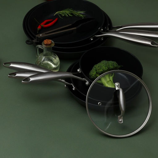 Сковорода Magistro Rock Stone, d=28 см, h=5 см, кованый алюминий, антипригарное покрытие, индукция, чёрная  фото 13