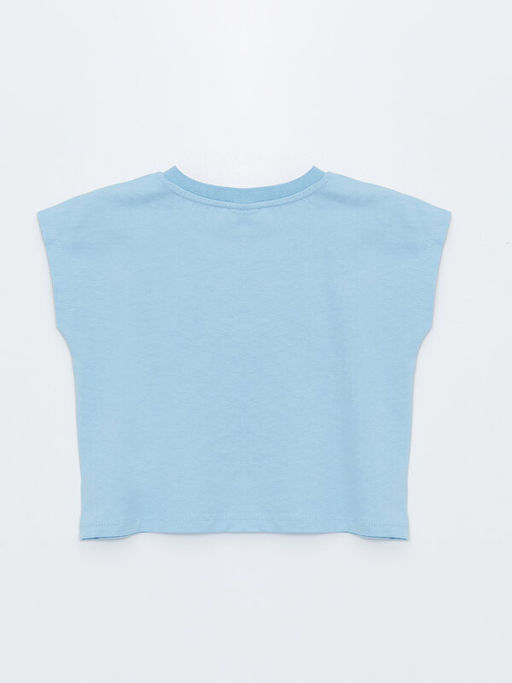 Bisiklet Yaka Bask?l? K?sa Kollu K?z ?ocuk Ti??rt - Waikiki фото 2