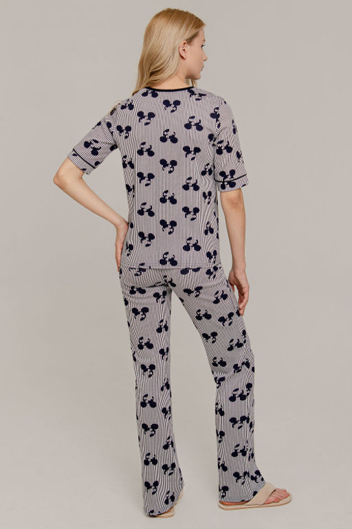 Арт. 9168 Пижама с брюками 42-50 (5 шт) Цвет:верх- синий, белый, низ-синий, белый - Калинка фото 4