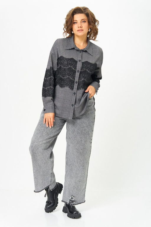 Блуза Svetlana Style 5032 серый клетка