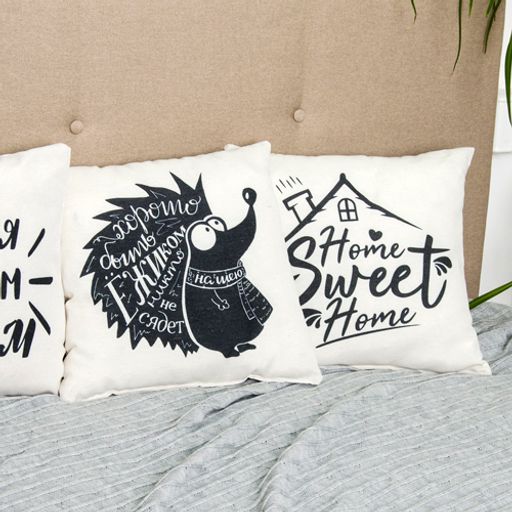 Подушка декоративная с фотопечатью 40х40 см, ткань смесовая, Sweet home