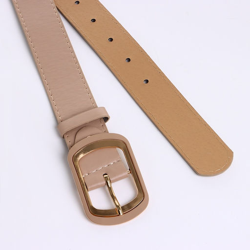 Ремень женский с винтом, 110×2.9 см, классическая пряжка, золотистая, бежевый